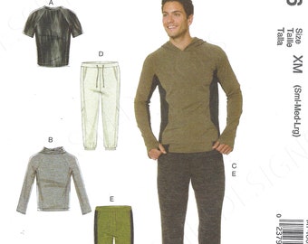 Patrón de costura McCall's 7486 sin cortar para hombre: Camiseta deportiva de manga raglán y pantalón con cordón, tallas S-L o XL-XXXL FF