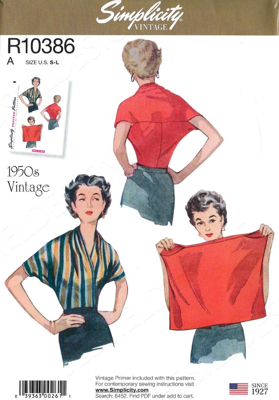 Simplicity SEWING PATTERN 8452 Misses Vintage Style Knit Blouse S,M,L 