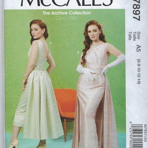 Uncut mccalls Sewing Pattern 7897 Retro 50s Style Cocktail/Evening Dress Easy to Sew UNCUT FF Sizes 6-14 14-22  FF