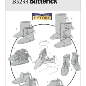 Vintage butterick sewing pattern 5233 Historical Footwear in Seven Styles Uncut