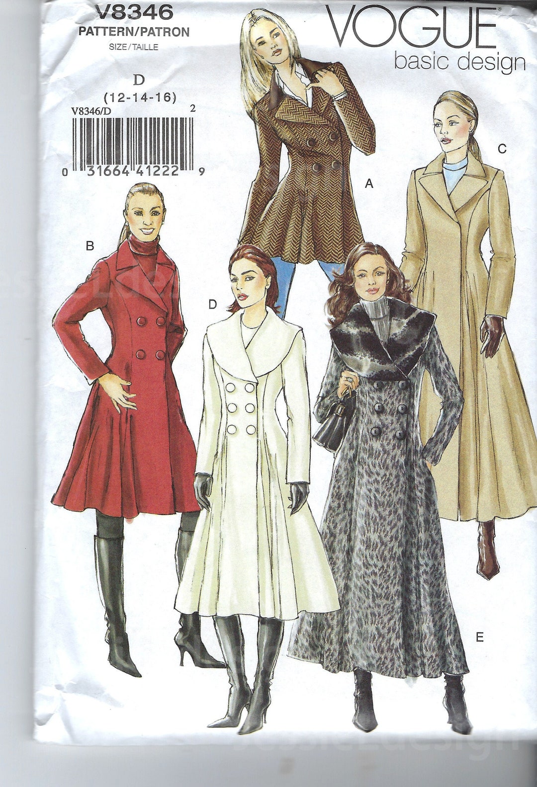 Uncut Vogue Sewing Pattern 8346 Fit & Flare Coat, Princess Seams ...