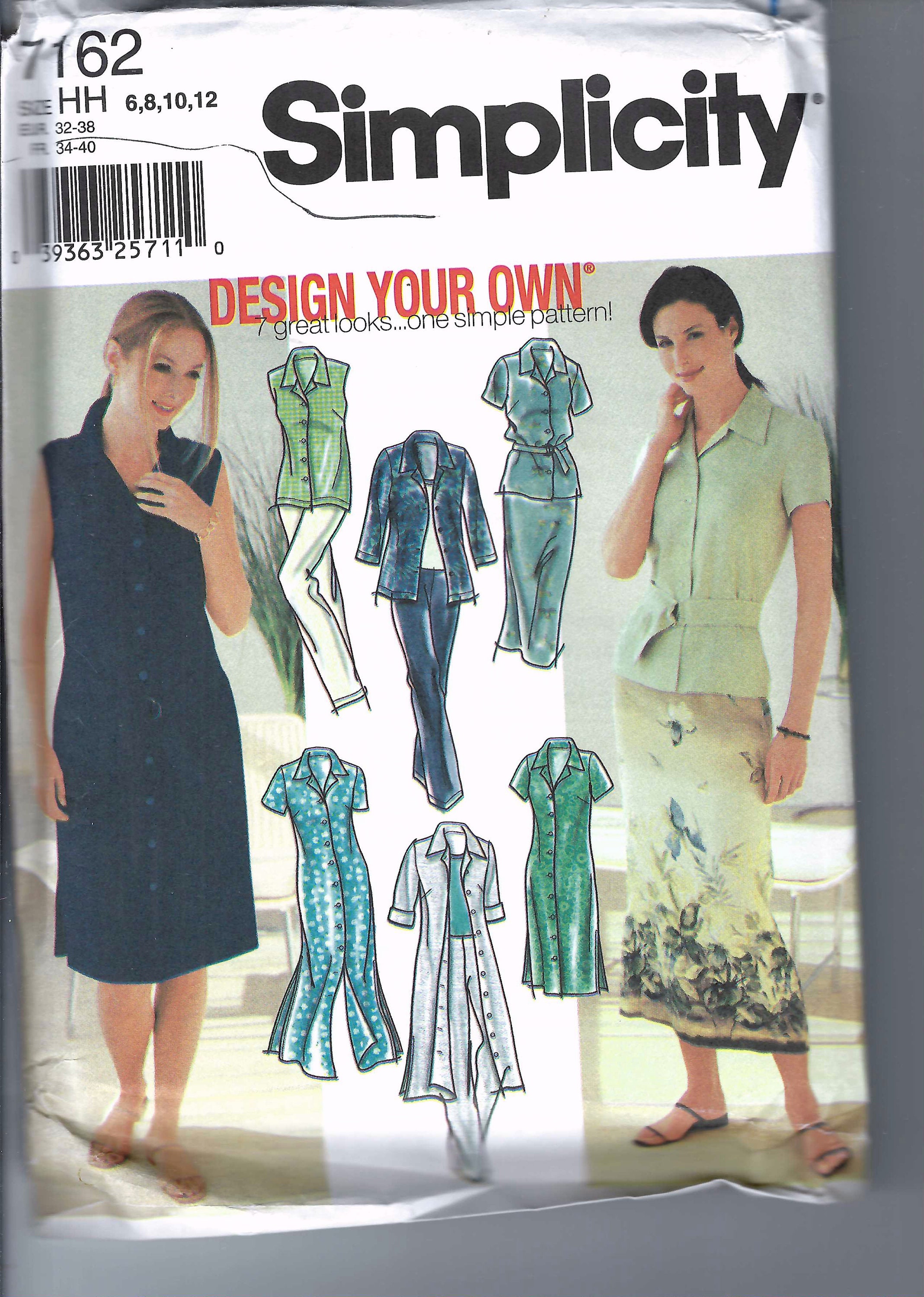 Uncut Simplicity Sewing Pattern Size 6-12 Misses Long or Short Button ...