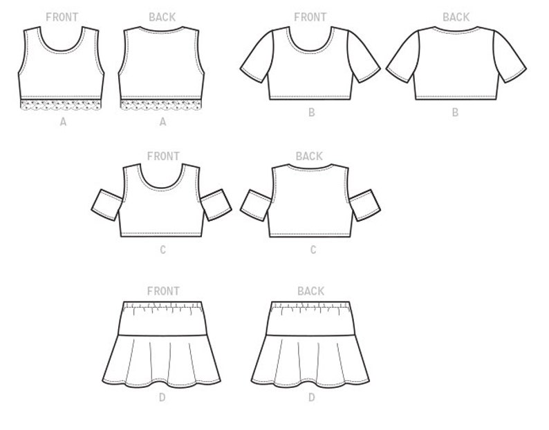 Uncut Sewing Pattern Children's/girls' Tops and Skirt Etsy
