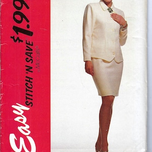 Uncut vintage mccall&#39;s sewing pattern 6085 Women&#39;s Jacket & Skirt Size 6-8-10-12 FF
