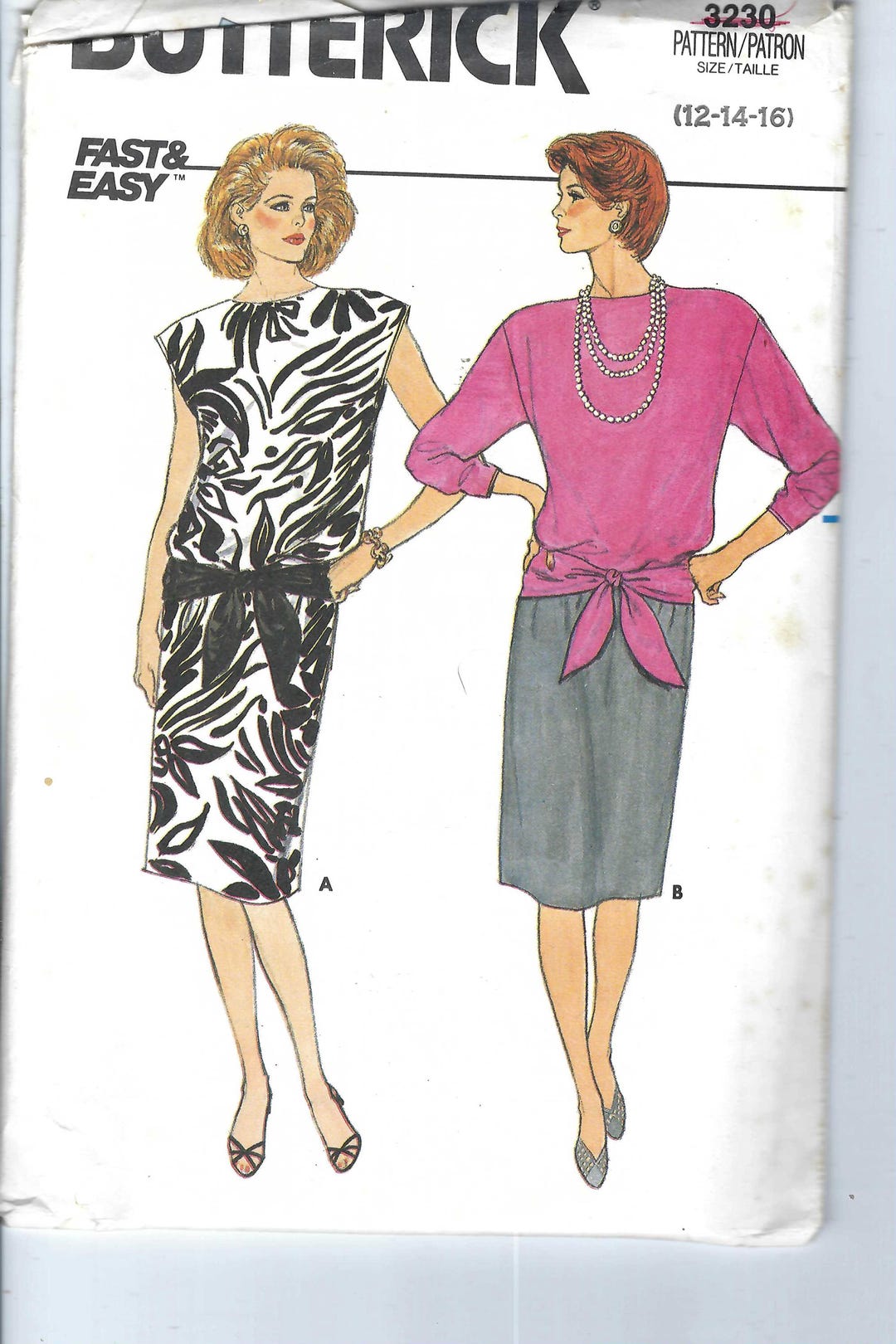 Uncut Vintage Butterick Sewing Pattern 3336 Sew Pattern Drop Waist Belt ...