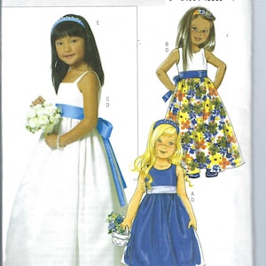 uncut  butterick sewing Pattern  Butterick 5458 Girls Dress, Sash and Headband size 2-5 6-7-8  FF