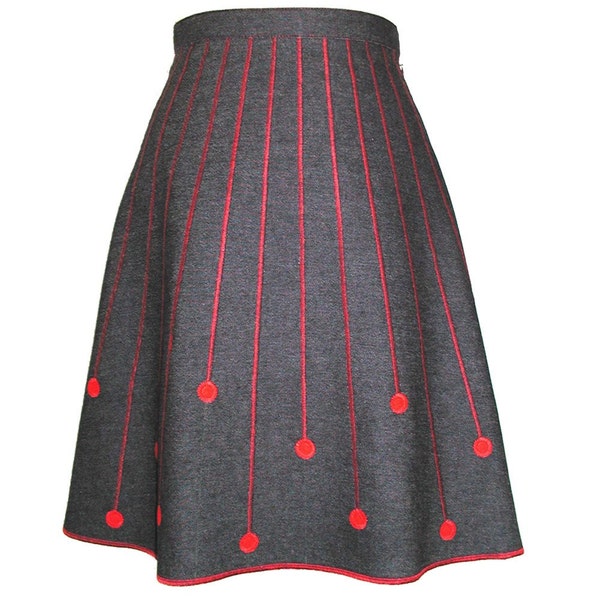 Reserved for Sunnybuick-Red Meteors on Denim - Skirt