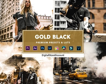 6 ajustes preestablecidos y LUT de color negro dorado: filtros de foto y video (PC y dispositivos móviles)