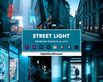 5 STREET LIGHT Presets and LUTs | Photo and Video | Premiere Pro, After Effects, Photoshop, DaVinci Resolve, Final Cut Pro, Filmora, CapCut