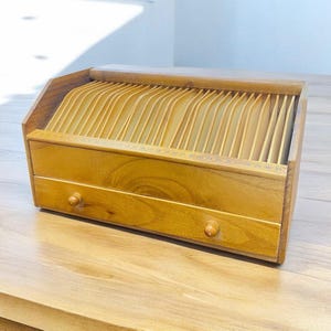 Wooden Desktop Bill Organizer with 31 Slots and Drawer