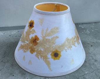 Pressed Flower Lampshade Earthy Yellow And Orange Florals
