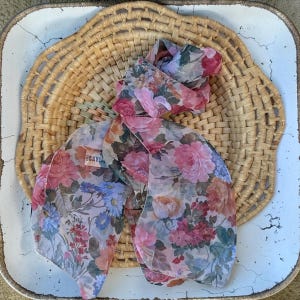 Vintage Gitano Floral Scarf 80’s Fashion Pink And Blue Floral Pattern