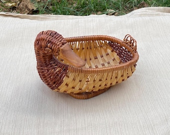 Cestino vintage in vimini a forma di anatra, contenitore multiuso, regalo stravagante per gli amanti delle anatre, contenitore funzionale