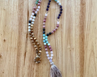 Mala Necklace, 108 Beaded, Mala Beads, Tassel Necklace, Yoga Jewelry, Yoga Beads, Prayer Beads, Mala, Gemstone Necklace, Beaded Necklace