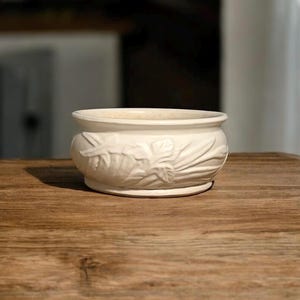 Vintage White McCoy Pottery Planter With Embossed Iris Pattern Collectable Cottagecore Vintage Home Decor