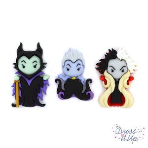 Dress it up, Jesse James Beads, Ursula, Cruella DeVil & Maleficent, Disney Buttons