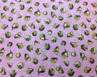 Quilting Treasures Fabric Hugs & Kisses Sweet Treats Pink Bkg 1 yard