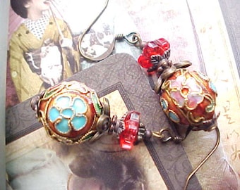 Oui Oui U Pick Christmas Fancy Cloisonne Marie Antoinette Style Earrings Gypsy Earrings Blue Purple Red Aqua Earrings Art to Wear Earrings