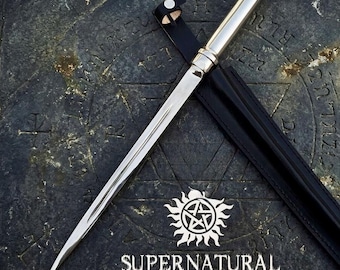 Réplique du couteau Angel Blade, couteau d'ange entièrement en métal de 53 cm avec support, accessoire de série télévisée, objet de collection pour cosplay d'Halloween, décoration pour salle de jeux, cadeau pour mari