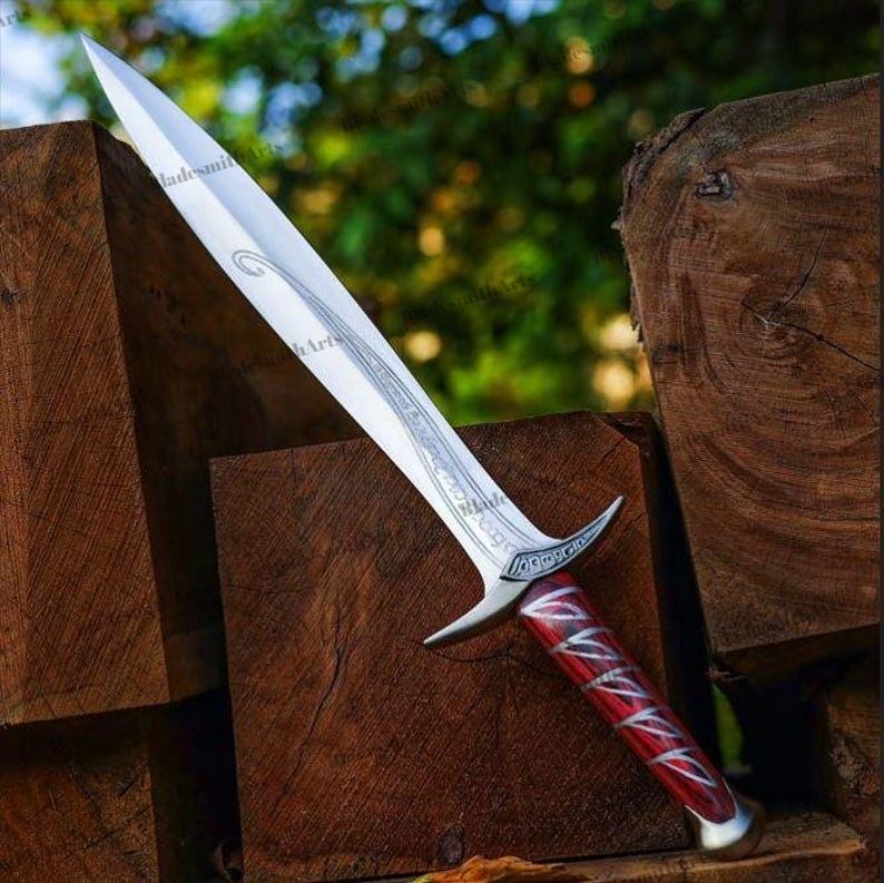 Handmade Elven Short Sword: Fantasy Movie Sword, Viking Medieval Sword, Norse Mythology Gift for Him Wedding Gift for Husband Groomsmen Gift image 6