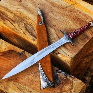 Handmade Elven Short Sword: Fantasy Movie Sword, Viking Medieval Sword, Norse Mythology Gift for Him Wedding Gift for Husband Groomsmen Gift image 12