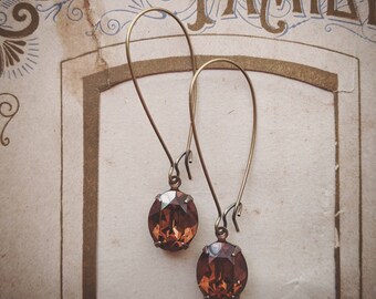 Vintage topaz glass earrings