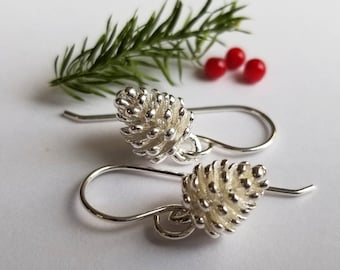Petite & Simple Silver Pine Cone Earrings