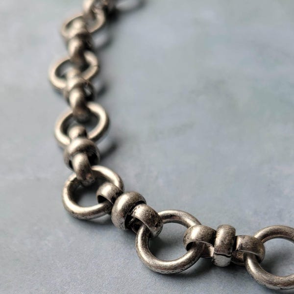 Chunky Antiqued Silver Chain Necklace