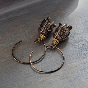 Antique Bronze Bell Flower Earrings