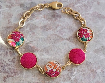 Unique Liberty of London Fabric Cabochon Charm Bracelet