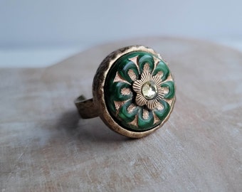 Emerald + Gold Blossom Ring
