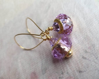 Lovely Lavender/Lilac Crystal Rondelle Earrings