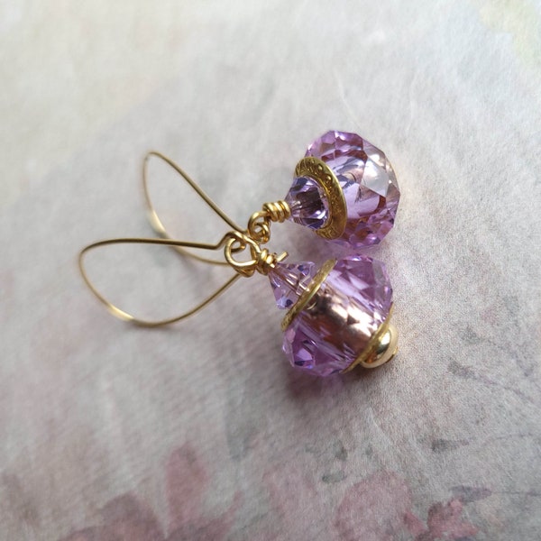 Lovely Lavender/Lilac Crystal Rondelle Earrings