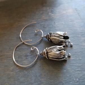 Floral Earrings Small Sterling Silver Bell Flower Earrings Sterling Silver Earrings Silver Flower Jewelry Argentium Earrings