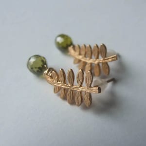 Tiny Fern Frond Earrings (Silver or Gold)