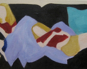 Couch Original Oil Painting on Canvas 8 in X 16 In