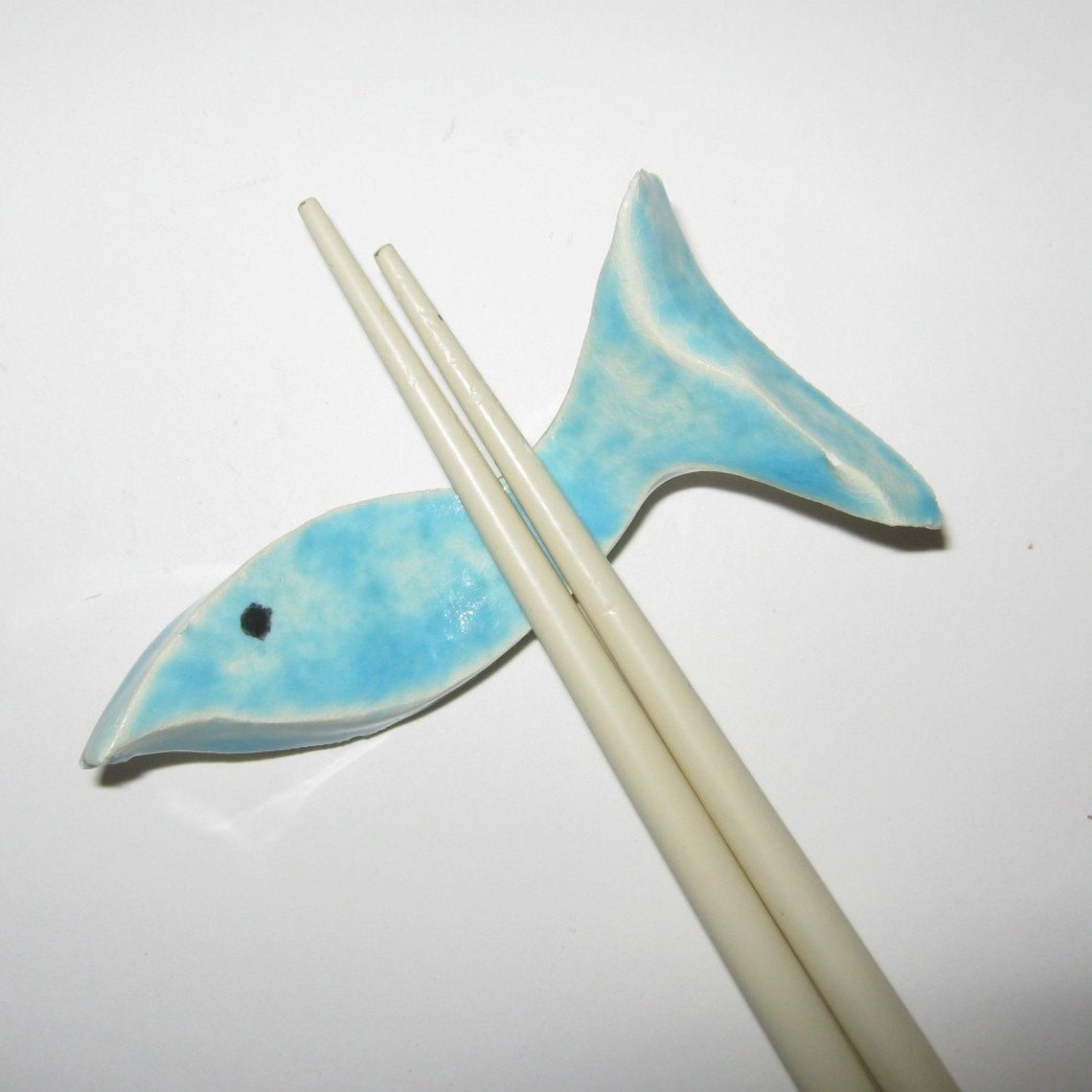 Pale Blue Fish Chopstick Rest Holder Ceramic Stoneware set of Etsy