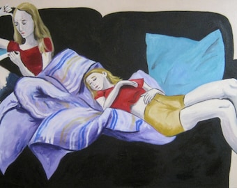Nest Original Oil Painting on Canvas 22 in X 40 in