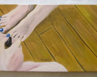 Pedicure Original Oil Painting on Canvas 8 X 16