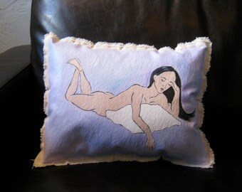 Isn't she lovely female nude original oil painting pillow