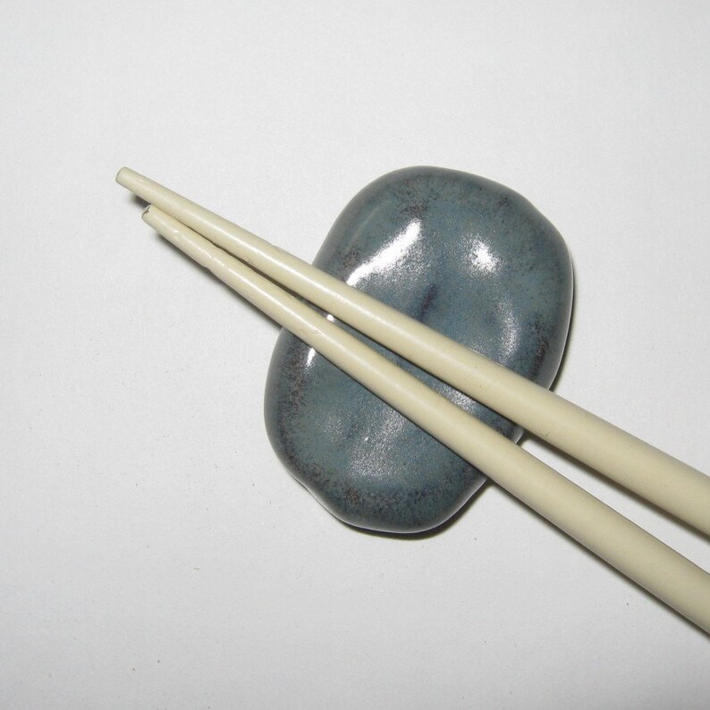 Blue Stone Chopstick Holder Rest Ceramic Stoneware set of 2 Etsy