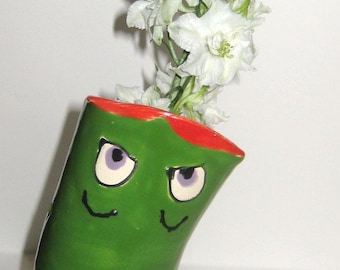 Funny Face Vase - Green