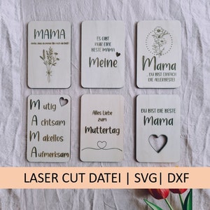 Tarjeta para el Día de la Madre | Plantilla de CORTE LÁSER | Regalo para mamá | Tarjeta de madera | diferentes diseños