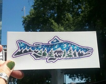 Salmon sticker: vinyl, waterproof fish sticker