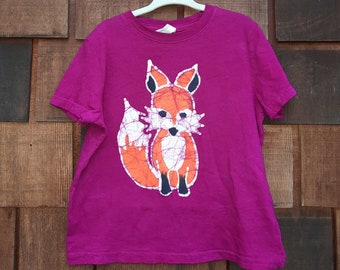 Kinder Größe 5/6Wald Fuchs Batik T-Shirt