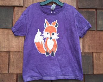 Kids XS (6) handmade batik Woodland Fox tshirt