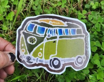 VW Hippie Bus Sticker: Waterproof Vinyl Decal