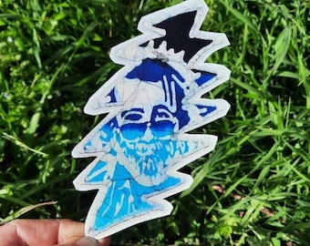 Jerry Garcia Sticker: Batik Lightning Bolt, Waterproof Vinyl Decal