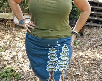 Women's XL  Batik Pine Trees Skort with Pockets