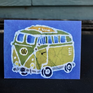 Hippie Van Karte, Batik Karte, Batik Note Card, Hippie Bus, Camper van, Dankeskarte, Vw Karte